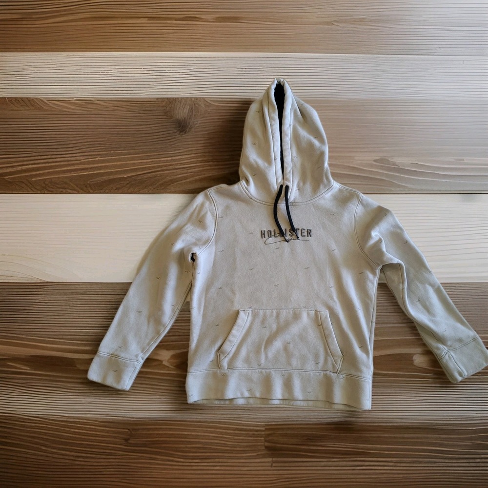 Hollister Hoodie Womens‎ XXS Beige Pullover Pocket Hooded Drawstring Casual A2